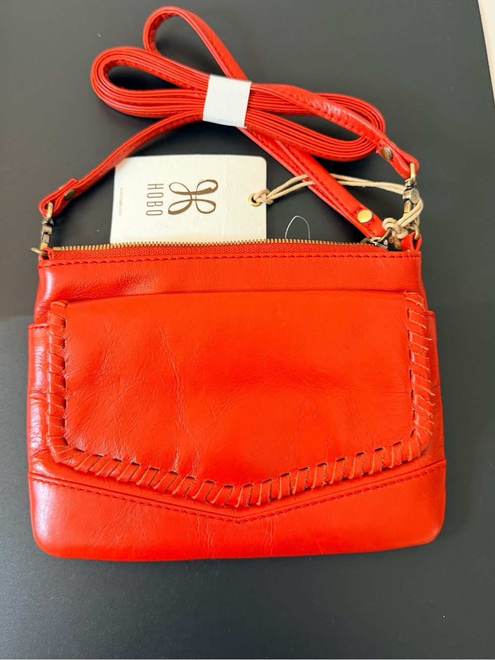 Hobo Stroll Small Leather Crossbody Bag in Rio Red NWTs